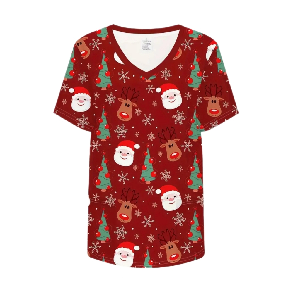Holiday Scrub Top Womens Medium